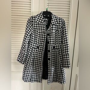 Black and White Houndstooth Pea Coat